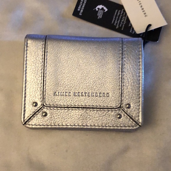 Aimee Kestenberg Spirit Pebbled Leather Bifold Wallet Silver Pebble Metallic NWT - Picture 5 of 15